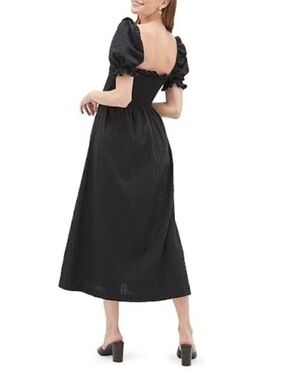 NWT Hill House Scarlett Nap Dress in Black Textured Clip Dot